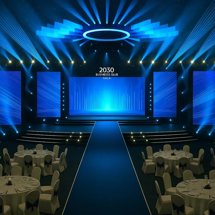 تصميم وتنفيذ مسرح احترافي للفعاليات خدمة الشاشات والمسارح في السعودية