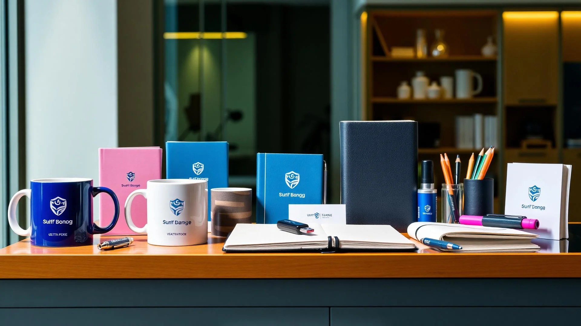 تصميم هدايا فعاليات مخصصة تحمل هوية العلامة التجارية