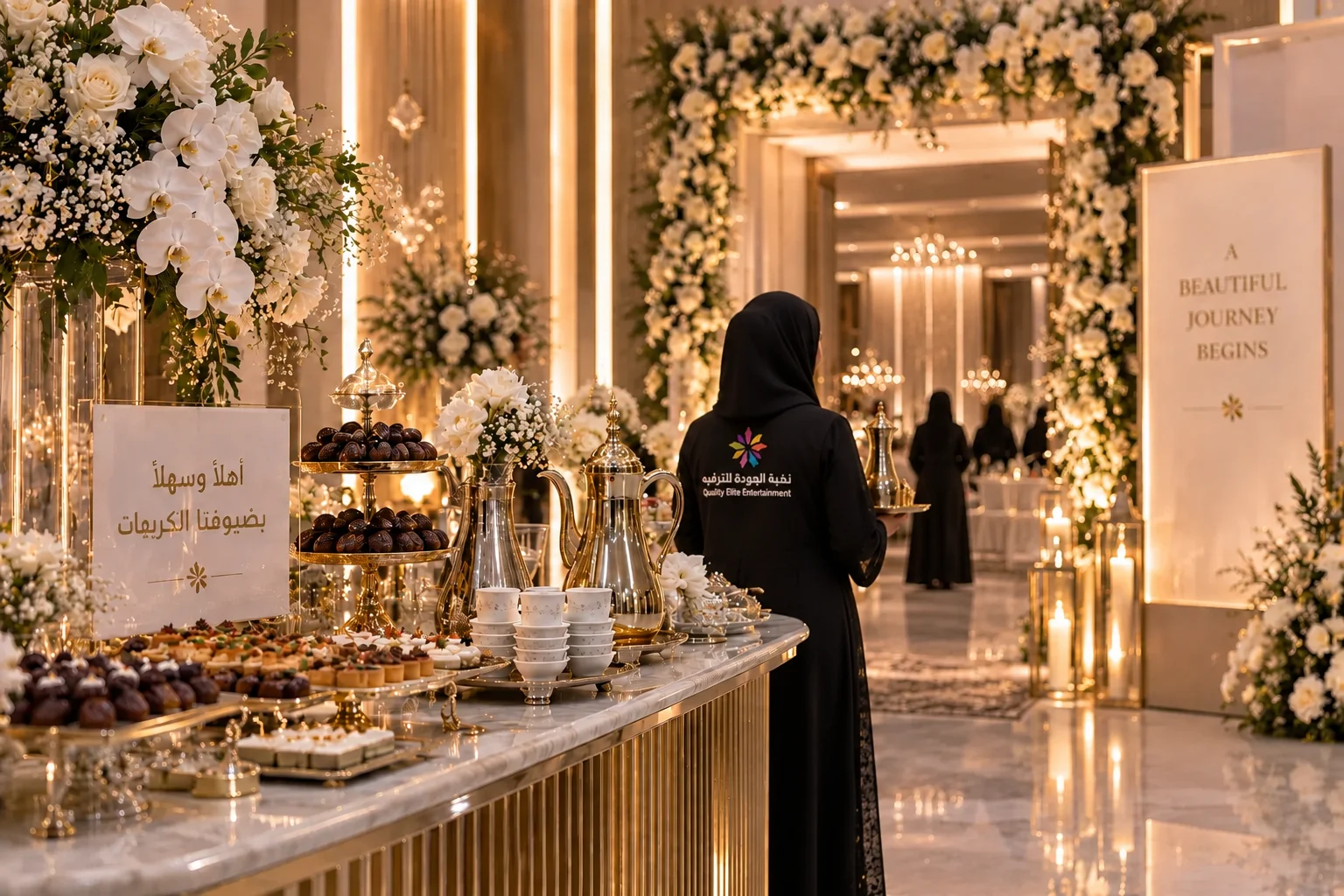 تنسيق الضيافة والاستقبال في حفل زفاف
