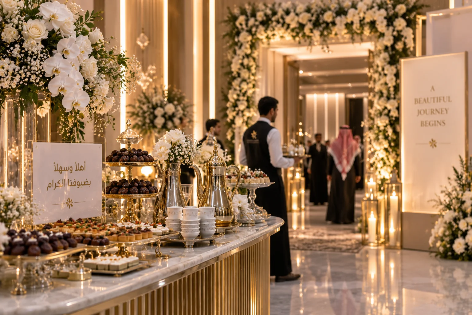 تنسيق الضيافة والاستقبال في حفل زفاف